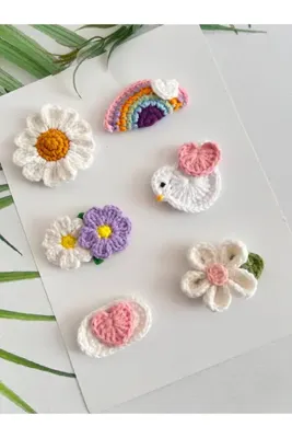 Hand Mother's Since 2024 Saçsız Bebek Tokası 6'lı Klips Handmade %100 Cotton Antialerjik Niş Baby Aksesuar (0-3Yaş)
