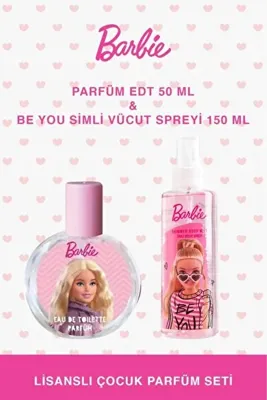 Barbie Kız Çocuk Parfüm ve Simli Vücut Spreyi Seti