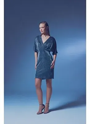Sateen Simli Mini Elbise - Antrasit