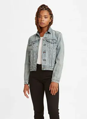 Levis Mavi Kadın Regular Straight Taşlamalı Denim Ceket ORIGINAL TRUCKER ALL MINE 