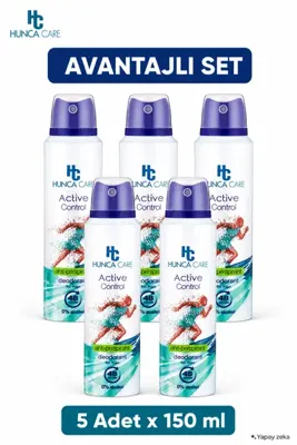 Hunca Care Active Control Erkek Deodorant 150 ml – Gün Boyu Etkin Ferahlık 5 Adet