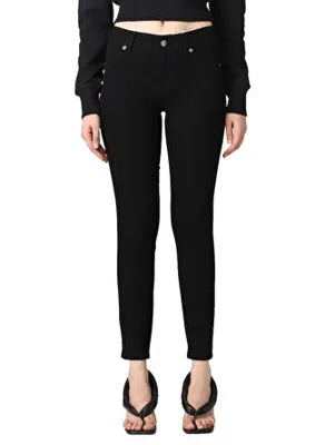 Versace Jeans Couture Yüksek Bel Dar Paça Siyah Kadın Denim Pantolon 75HAB5J0