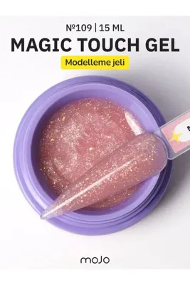MOJO Tırnak Yapılandırma Jeli Magic Touch №109 (15 ml) – Bej Işıltılı Protez Tırnak Modelleme UV LED Nail Art Jel