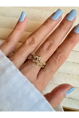 btogether. Çiçek Kelebek Taşlı Gold Renkli Ayarlanabilir Yüzük