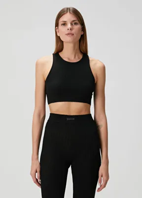 Fear Of God Essentials Siyah Ribli Spor Sütyeni