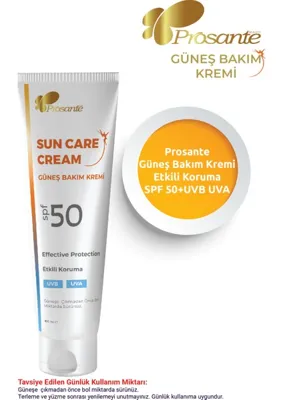 Prosante Güneş Bakım Kremi SPF 50 Etkili Koruma UVB UVA 100 ml