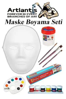MASKE boyama seti 1 adet boyanabilir maske karton lastikli i̇nsan yüzü suratı okul sınıf etkinlikleri hobi 19x24 cm