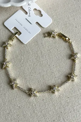 Moda Caprea Q.Cheng 14 K. 17+2 cm Taşlı Yıldız Bileklik Kadın Altın Renkli Karamaz Bileklik