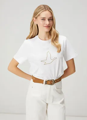 Beymen Club Beyaz Zincir Logolu T-shirt