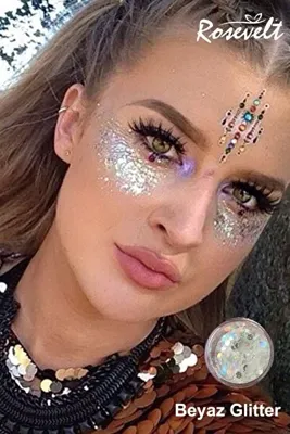 ROSEVELT Jel Form Makyaj Simleri Glitter Işıltılı Yüz Makyajı Beyaz