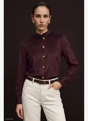 Sateen Süet Gömlek - Bordo