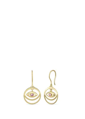 Orena Jewelry Pink Eye Lash 14 Ayar Altın Kadın Küpe