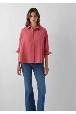 Mavi (Tencel™) Lyocell Karışımlı Kareli Kırmızı Gömlek Oversize / Geniş Kesim 1220468-83957