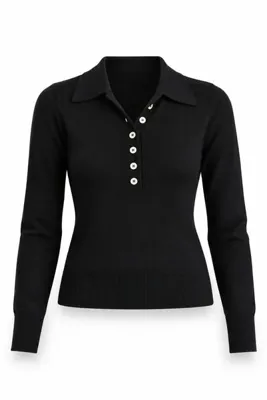 5in1Canpolat Siyah Düğmeli Polo Yaka Triko 5065