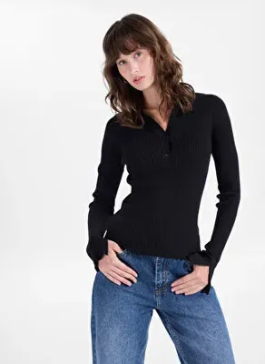 Fabrika Siyah Kadın Slim Fit Kazak F6WL-KZK0004