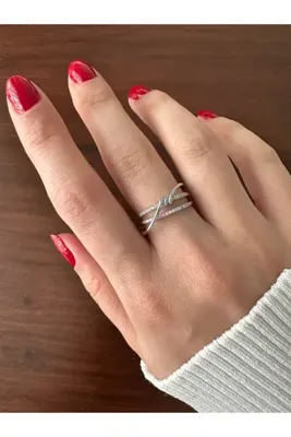 ringbox Gümüş Renkli Taşlı Tel Sarma Yüzük