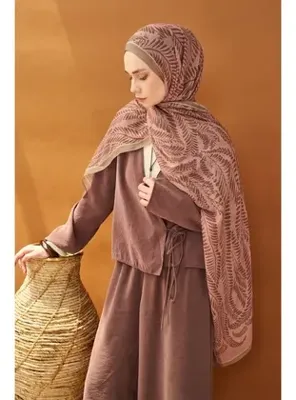 Silk Home Riva Şal Tencel Boston Fern Pudra Vizon