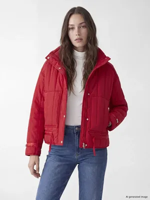 LCW Modest Dik Yaka Oversize Kadın Şişme Mont