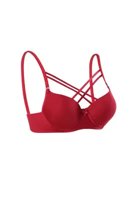 Ebru Destekli Dolgulu Dekolteli Bralet Sütyen Bordo