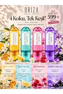 oriza Magic Drops 4'lü Body Mist Keşif Seti 100 ml x 4 – 4 Farklı Koku