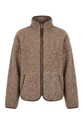 Mzr Collection Kahve/Vizon - Çift Renkli Buklet Ceket Kahve/Vizon