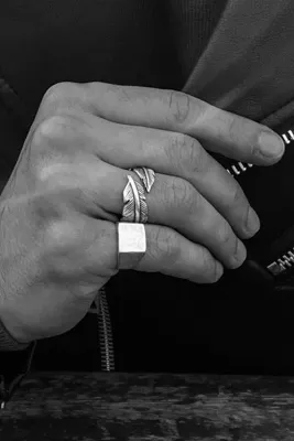 Capo by Aytaç Yamaç Boho Tüy - Serçe Parmak Mühür 2li Ayarlanabilir Eskitme Yüzük Seti