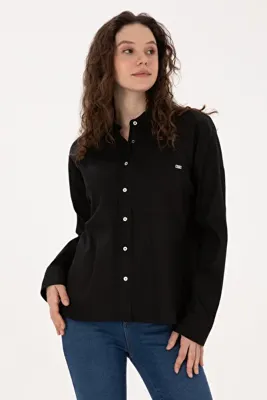 U.S. Polo Assn. Kadın Siyah Uzun Kollu Gömlek 50316377-VR046
