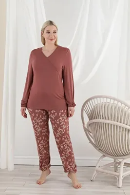 Sevim 13136 Kadın Viskon V Yaka Büyük Beden Pijama Takım