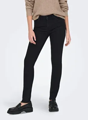 ONLY Siyah Kadın Dar Düz Denim Pantolon ONLHUSH MID SKIN ANK RW DNM AKM188