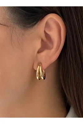XUPING JEWELRY 14K RENGİ SADE NEW MODEL HALKA ÇELİK KÜPE
