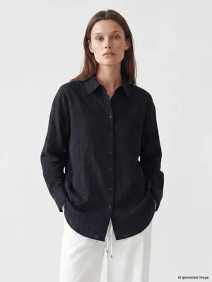 LCW Modest Çizgili Oversize Kadın Gömlek Tunik