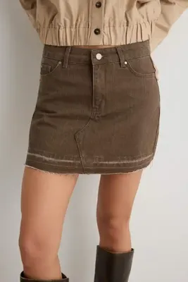 TRENDYOLMİLLA Haki Mini A-Line Denim Etek TWOAW27ET00153