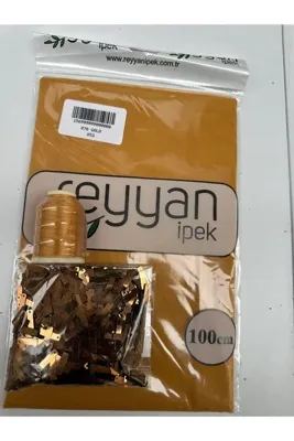 REYYAN İpek Düz Yazma 100cm Poşetli 076 Gold Yazma - Yazma Pulu - Oyalık İp 3'lü Set