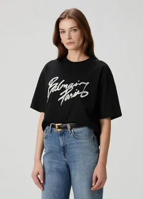 Balmain Siyah Logolu T-shirt
