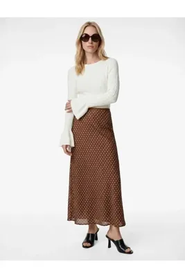 Koton Slim Fit Puantiyeli Saten Midi Etek