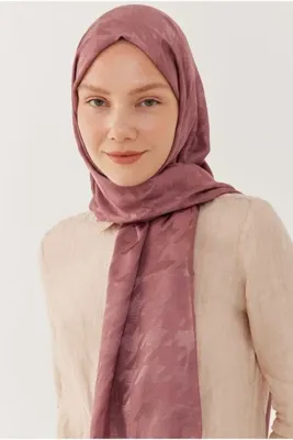 MİRSOY SCARF Kazayağı Desen Parlak Jakar Şal - Leylak