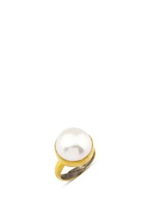 Aspendos Jewellery Okyanus Mabe İnci 24 Ayar Altın Kadın Yüzük