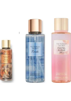 Victoria's Secret 3'lü Vücut Spreyi Seti - Pastel Sugar Sky + Daring Peach Daisy + Rush (3 x 250 Ml)