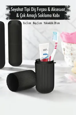 EW's Kitchenware Siyah Seyahat Tipi Diş Fırçası & Aksesuar Kutusu & Çok Amaçlı Saklama Kabı