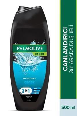 Palmolive Men Sport 5'i 1 Arada Yüz, Vücut ve Saç için Canlandırıcı Erkek Duş Jeli ve Şampuan 500 ml