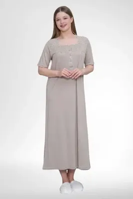 Mecit Pijama Mecit 6049 Vizon Büyük Beden Kadın Gecelik