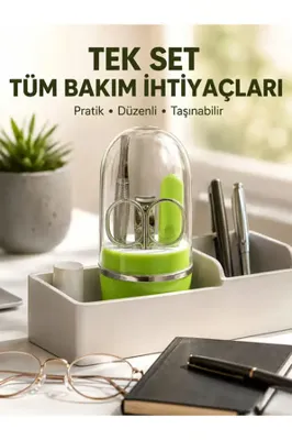 SORA GROUP Yeşil Tırnak Bakım Seti Cımbız Makas Tırnak Makası ve Törpü