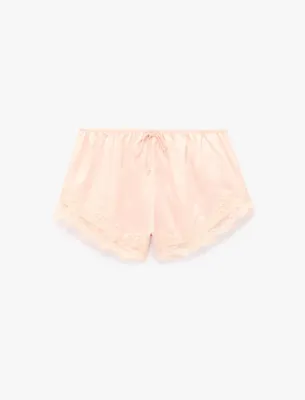 Koton Beli Lastikli Rahat Kalıp Dantelli Saten Şort Pijama Altı