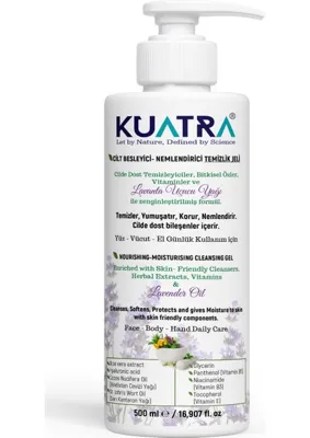 KUATRA Nemlendirici Besleyici Temizlik Jeli 500ML Lavanta Uçucu Yağı İçeren Karma Ciltler İçin