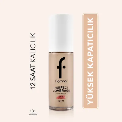 Flormar Perfect Coverage Yüksek Pigmentli & Uzun Süre Kalıcı SPF15 Fondöten 102 Soft Beige