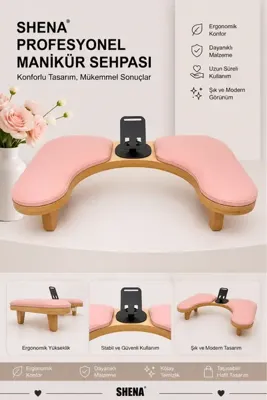Genel Markalar Manikür Sehpası Telefon Tutacaklı U Tipi Sehpa - Tırnak, El & Kol Dayama Standı - Nail Art & Protez Tırnak Çalışma Sehpası
