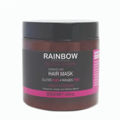 RAINBOW Yıpranmış Saçlar Için Saç Bakım Maskesi 500 ml Argan & Keratin