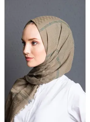 19v69 ITALIA Düz Desen Cotton Seri Şal Askısı ile Birlikte 75x200 cm Yeşil