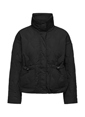 ONLY 15376847C-N10 Siyah Kadın Dik Yaka Kapitone Mont