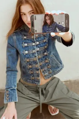 Stradivarius 100 pamuklu düğmeli denim ceket